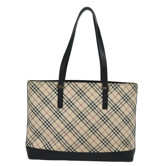 BURBERRY Nova Check Tote Bag Canvas Beige Auth 81323 - Picture 2 of 16
